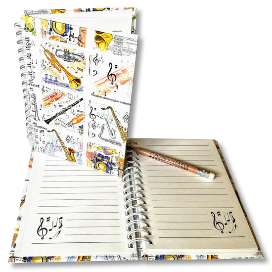 A6 Hardback Spiral Bound Notebook - Instruments