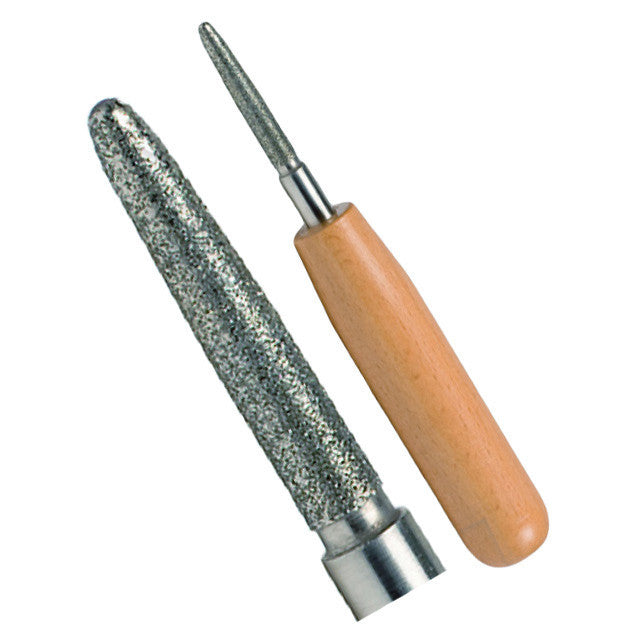 thumbnail interactive-video image 1 of Bassoon Reed Making Diamond Reamer - Stainless Steel Reed Tool With Wood Handle 1 of 4